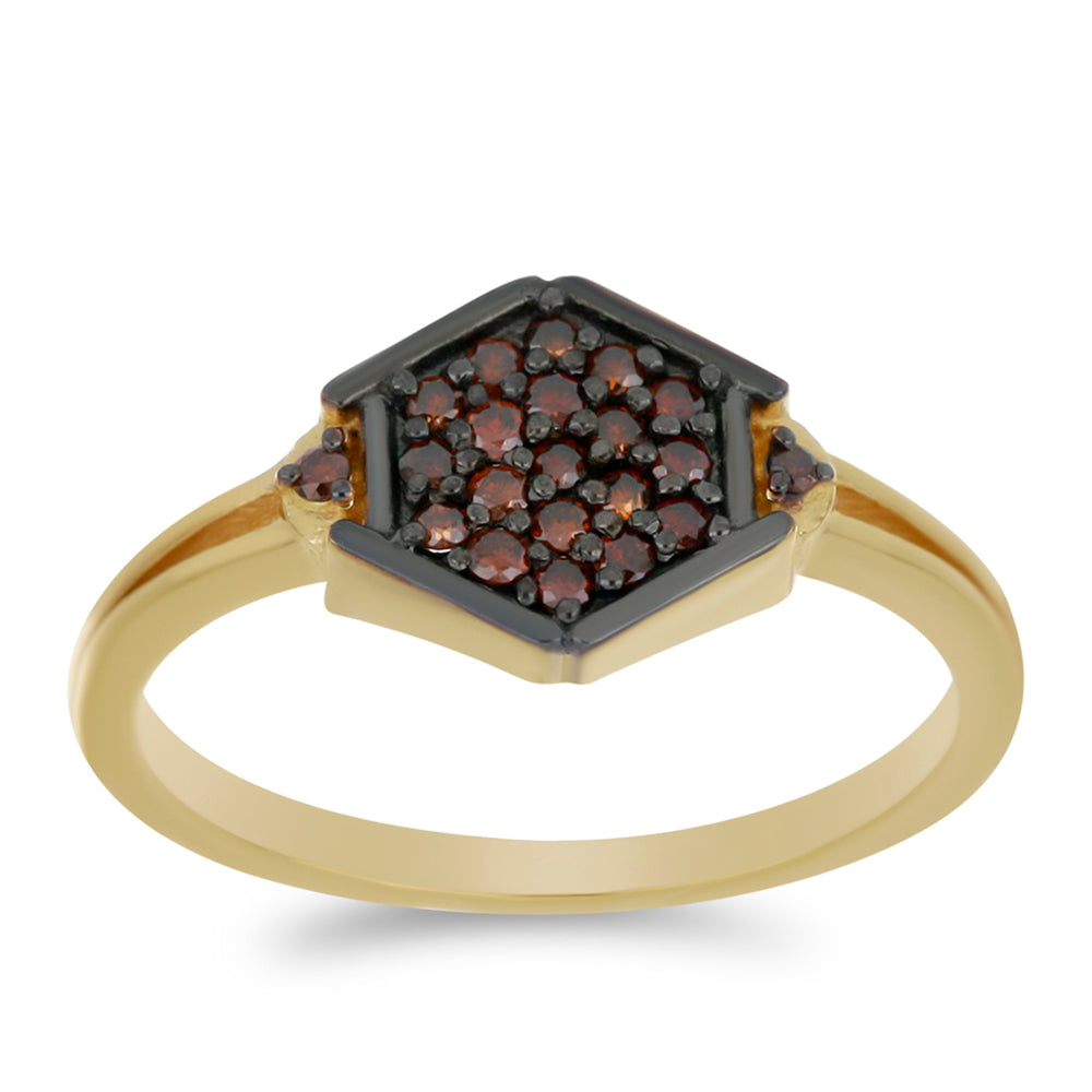 Goldplattierter Silberring mit rotem Diamant 3 