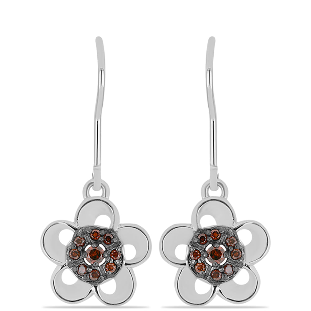 Silberohrringe mit rotem Diamant