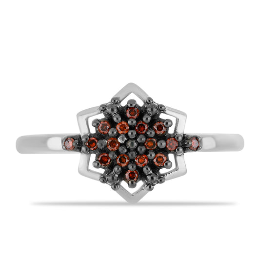 Silberring mit rotem Diamant