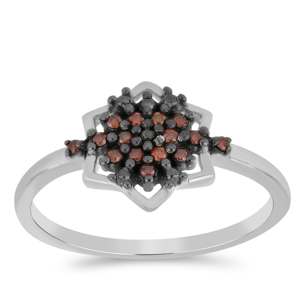 Silberring mit rotem Diamant 2 