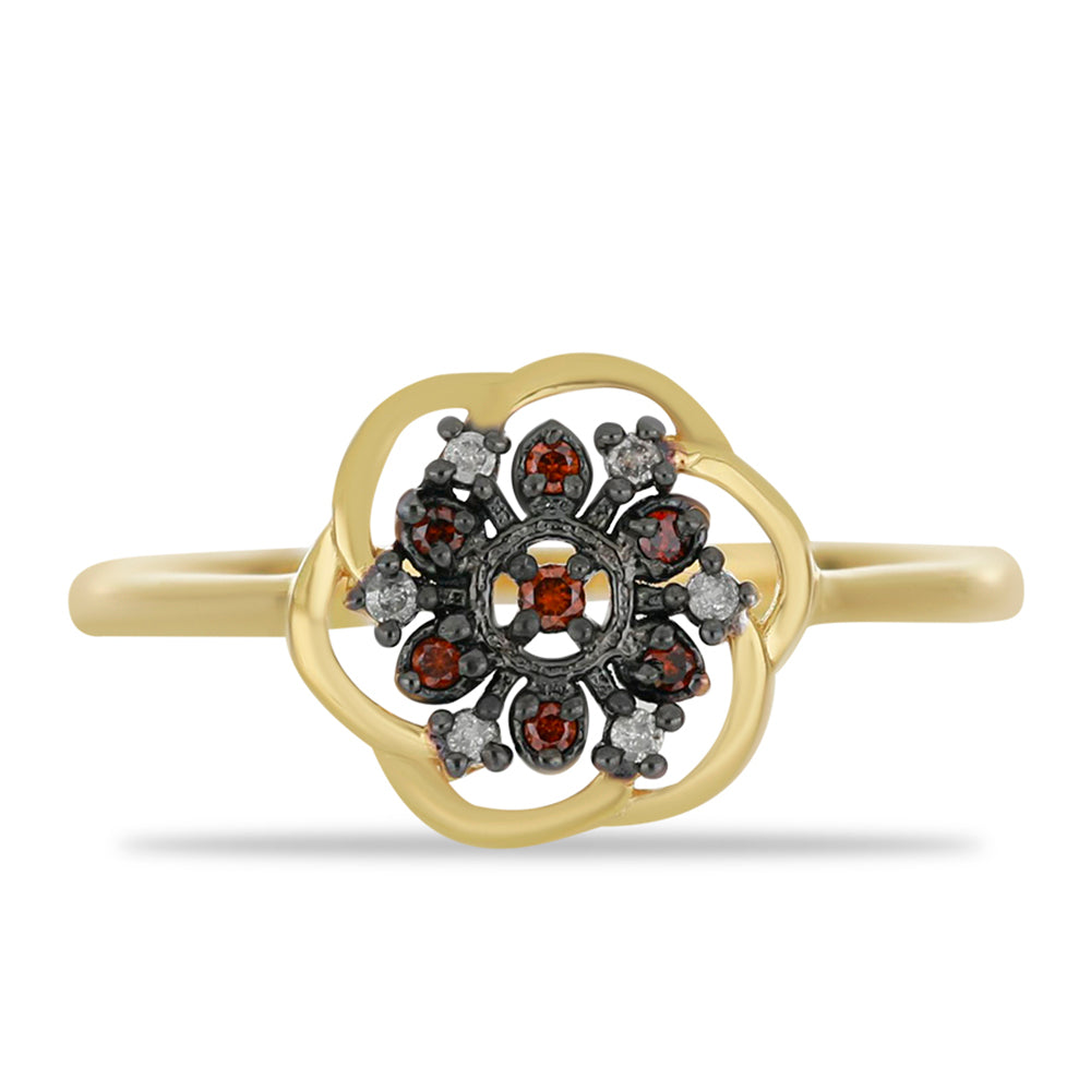 Goldplattierter Silberring mit rotem Diamant und weißem Diamant 1 