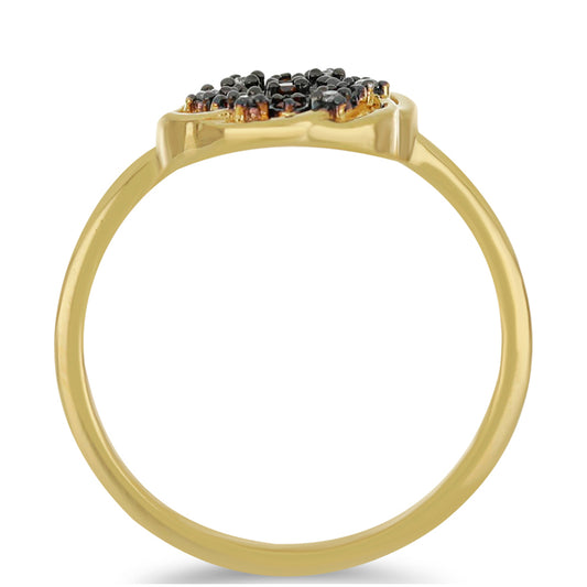 Goldplattierter Silberring mit rotem Diamant und weißem Diamant