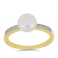 Goldring mit Akoya-Zuchtperle und natürlichem weißem Zirkon