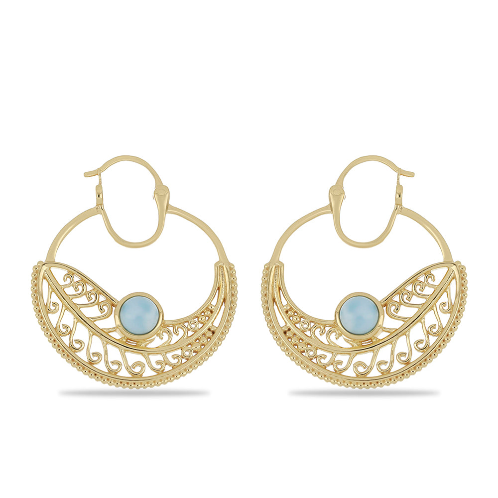 Goldplattierte Silberohrringe mit Larimar 1 
