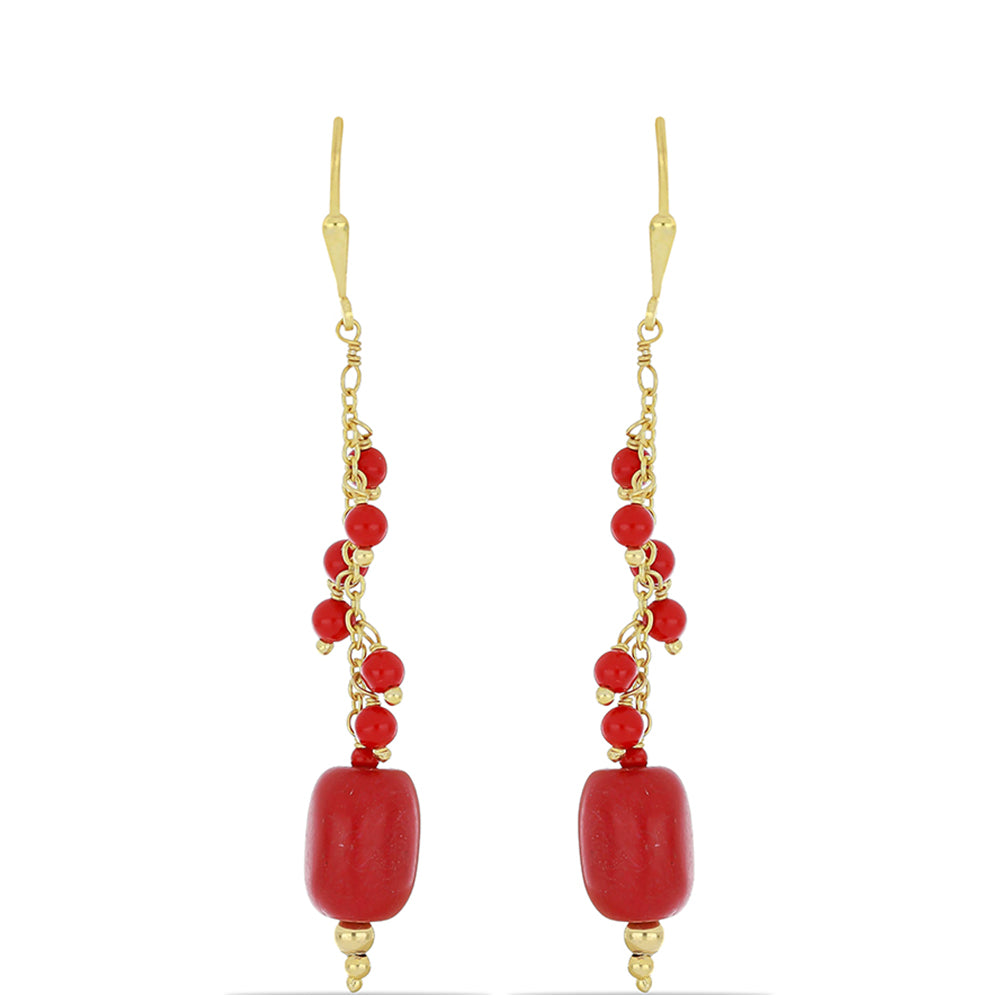 Goldplattierte Silberohrringe mit roter Schwammkoralle
