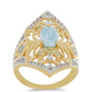 Goldplattierter Silberring mit Larimar