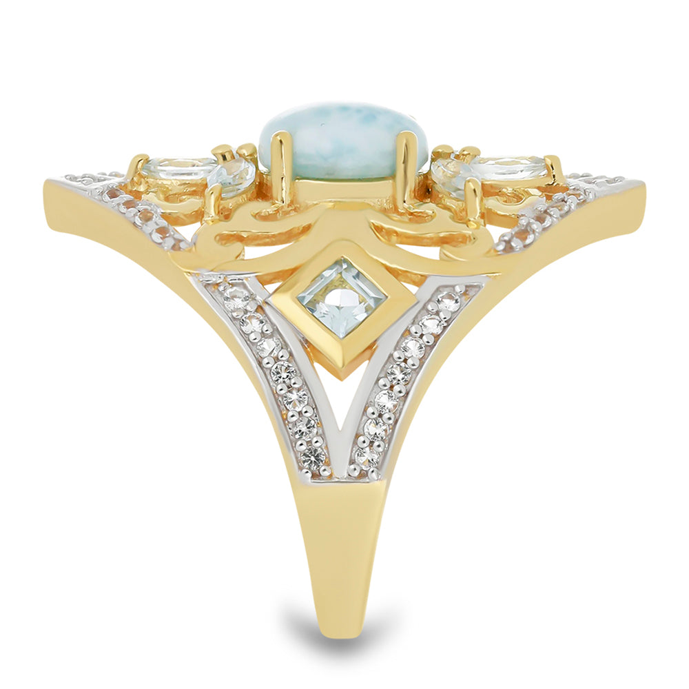 Goldplattierter Silberring mit Larimar 4 