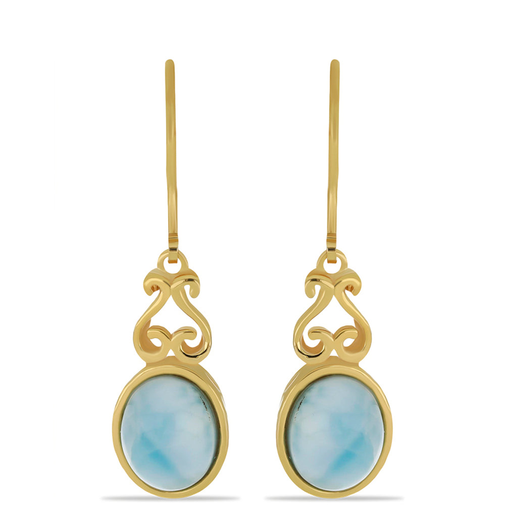 Goldplattierte Silberohrringe mit Larimar 1 