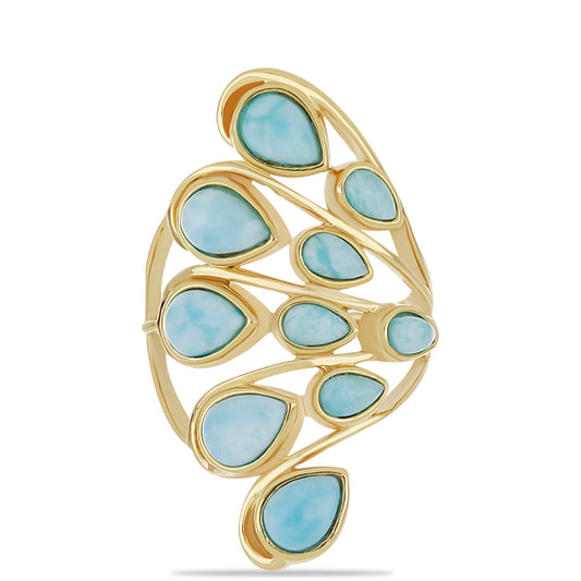 Goldplattierter Silberring mit Larimar