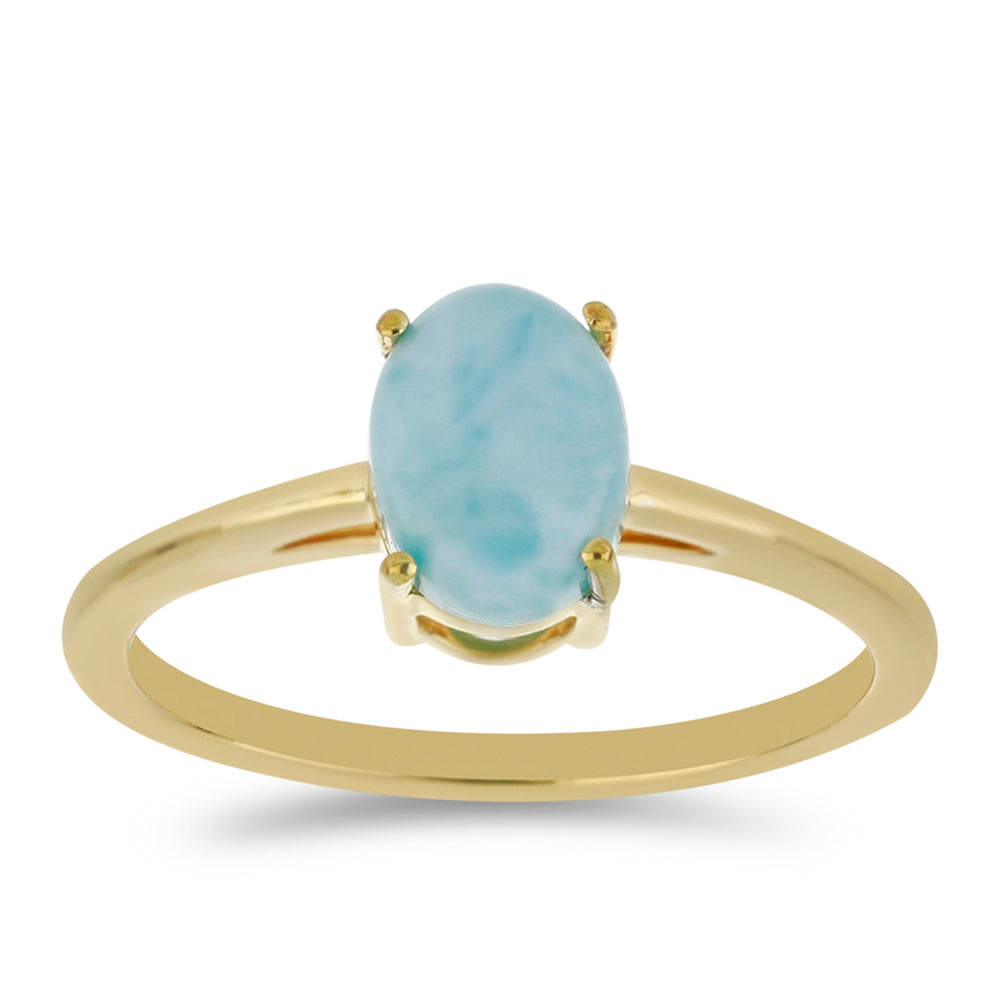 Goldplattierter Silberring mit Larimar