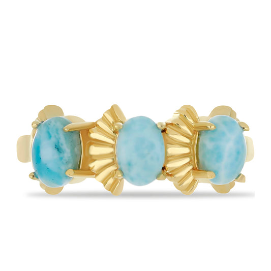 Goldplattierter Silberring mit Larimar