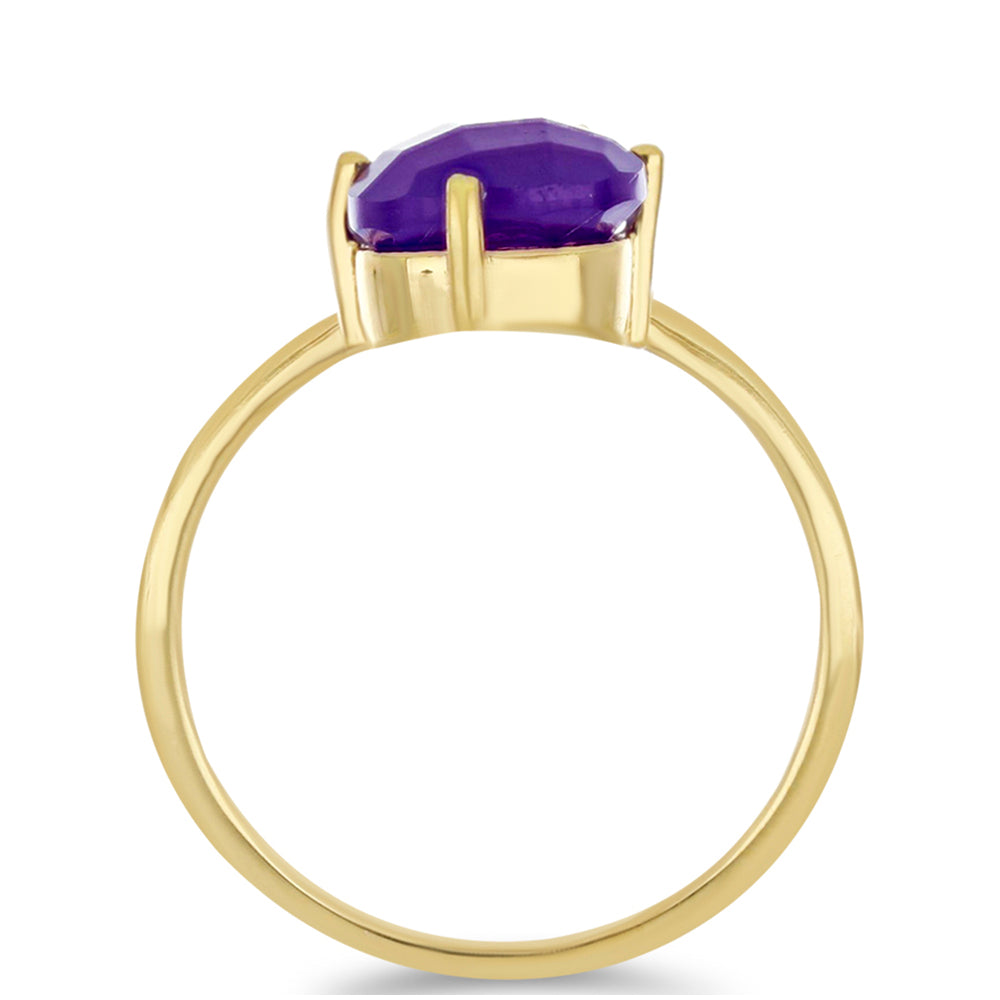 Goldplattierter Silberring mit lila Achat und weißer Süßwasserperle