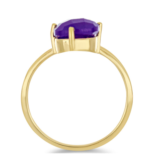 Goldplattierter Silberring mit lila Achat und weißer Süßwasserperle