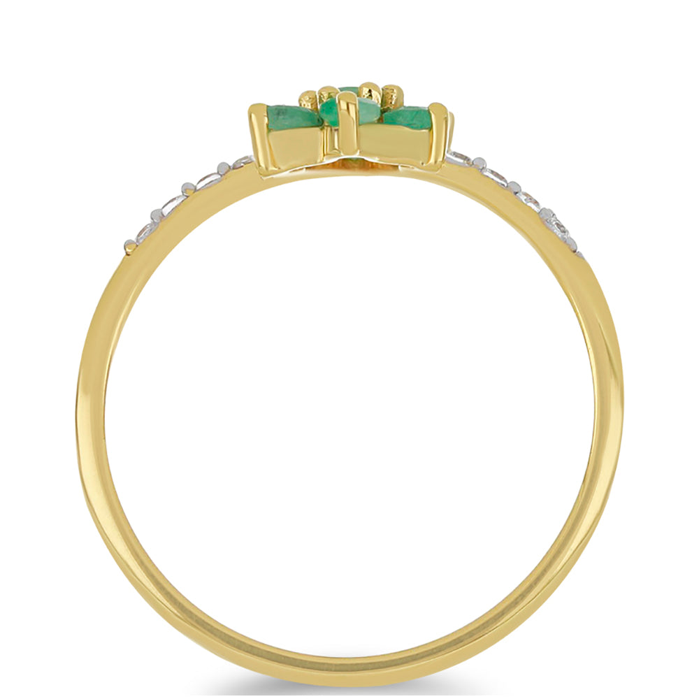 Goldring mit brasilianischem Smaragd und natürlichem weißem Zirkon