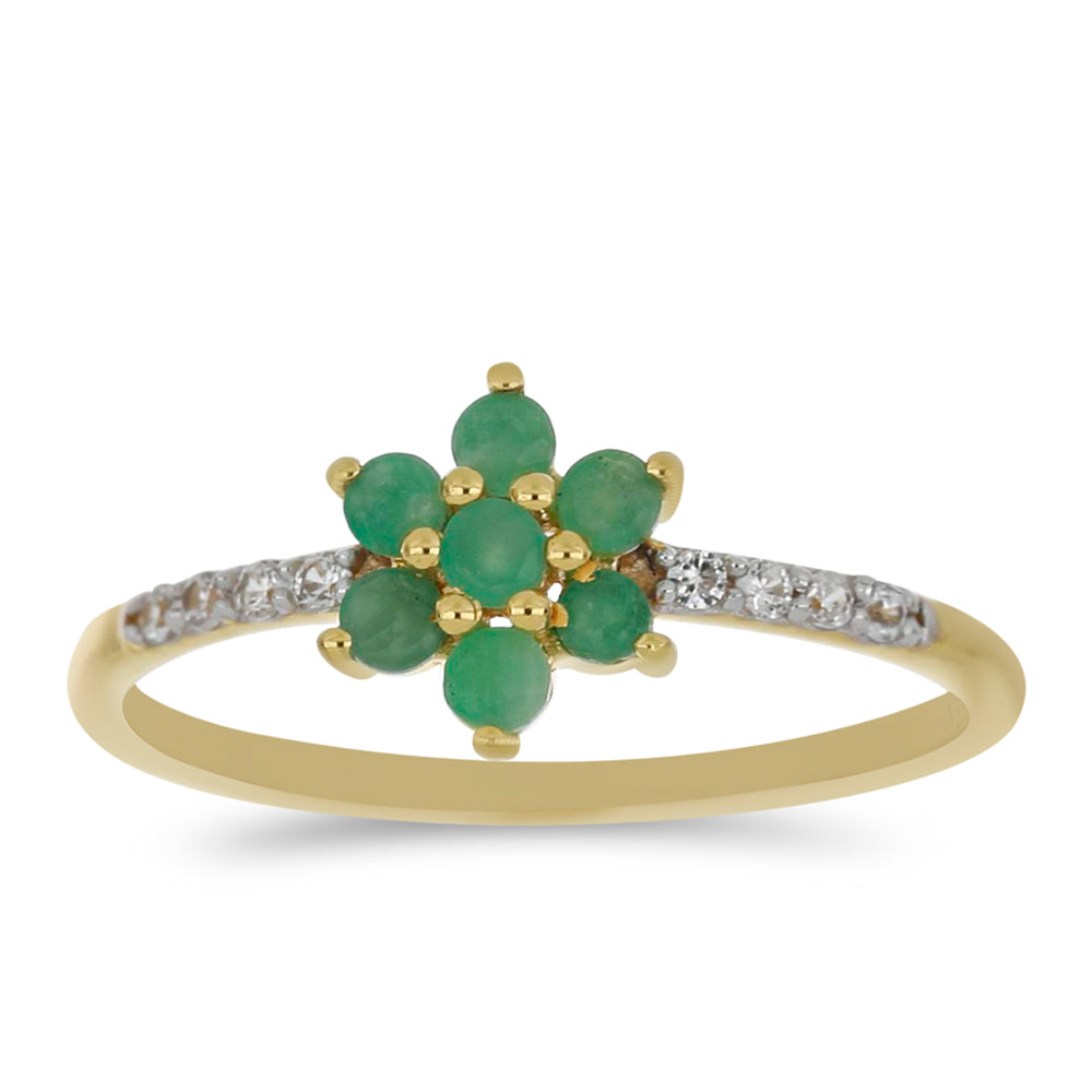 Goldring mit brasilianischem Smaragd und natürlichem weißem Zirkon 3 