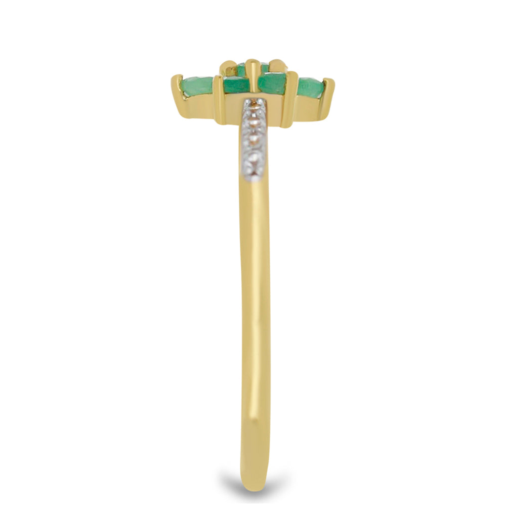 Goldring mit brasilianischem Smaragd und natürlichem weißem Zirkon 4 