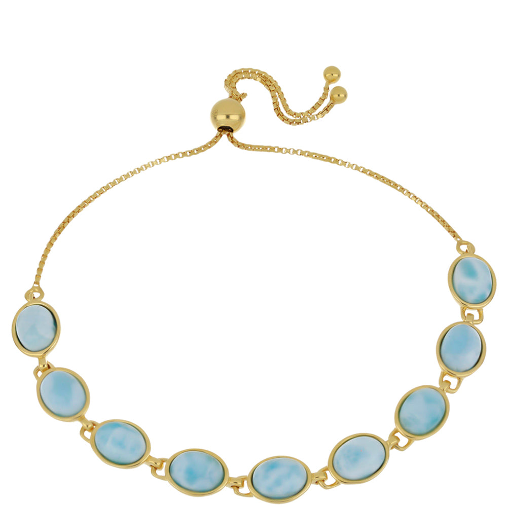 Goldplattiertes Silberarmband mit Larimar