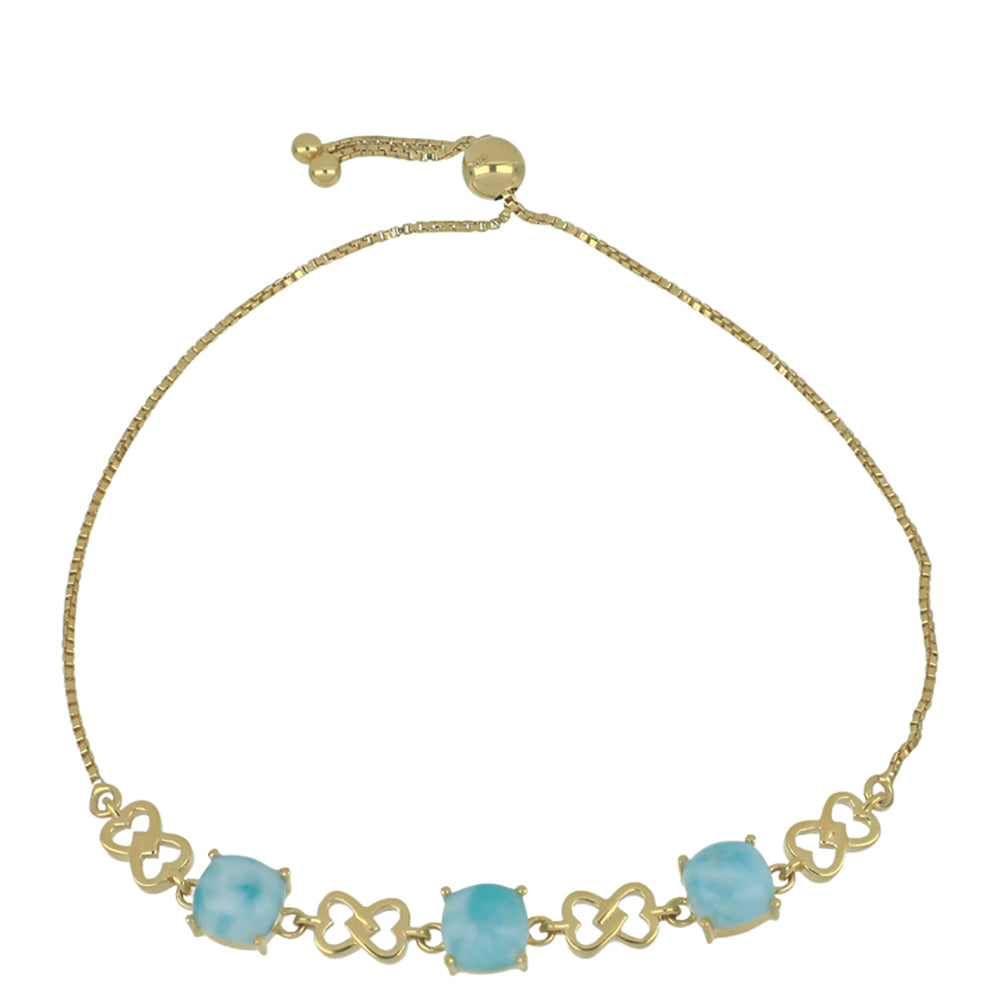 Goldplattiertes Silberarmband mit Larimar 1 