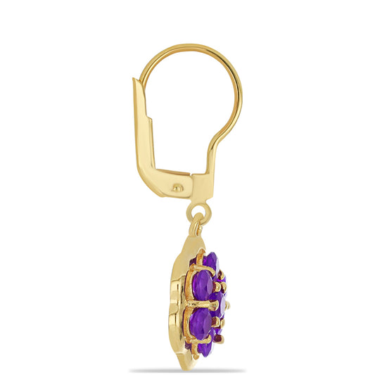 Goldplattierte Silberohrringe mit lila Achat