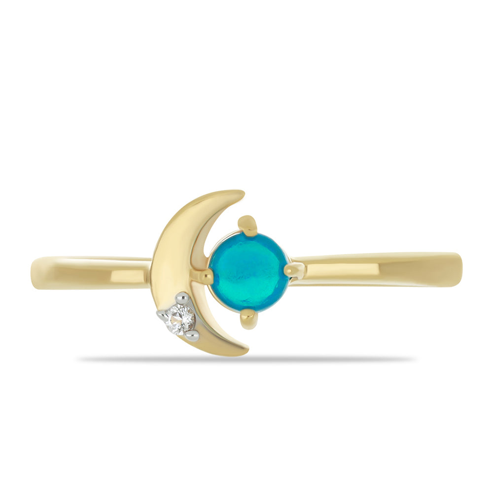 Goldplattierter Silberring mit äthiopischem Paraiba-Blauopal und weißem Topas 1 