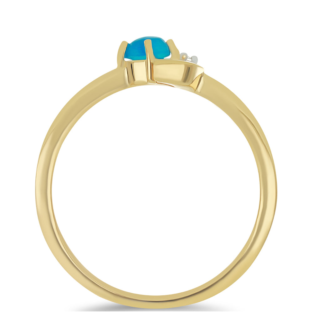 Goldplattierter Silberring mit äthiopischem Paraiba-Blauopal und weißem Topas