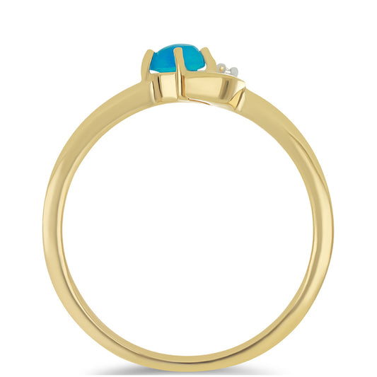 Goldplattierter Silberring mit äthiopischem Paraiba-Blauopal und weißem Topas