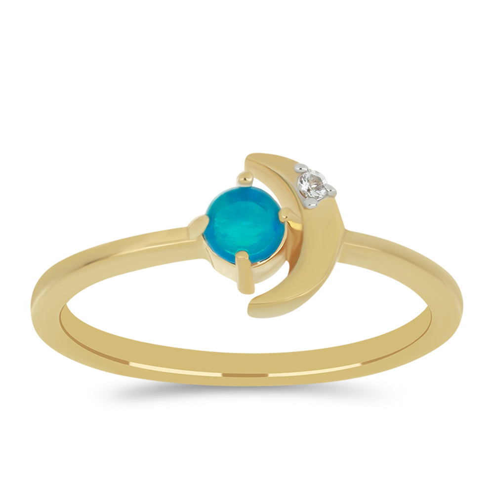 Goldplattierter Silberring mit äthiopischem Paraiba-Blauopal und weißem Topas 3 