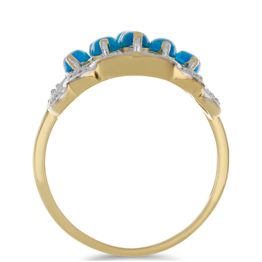 Goldplattierter Silberring mit äthiopischem Paraiba-Blauopal und weißem Topas