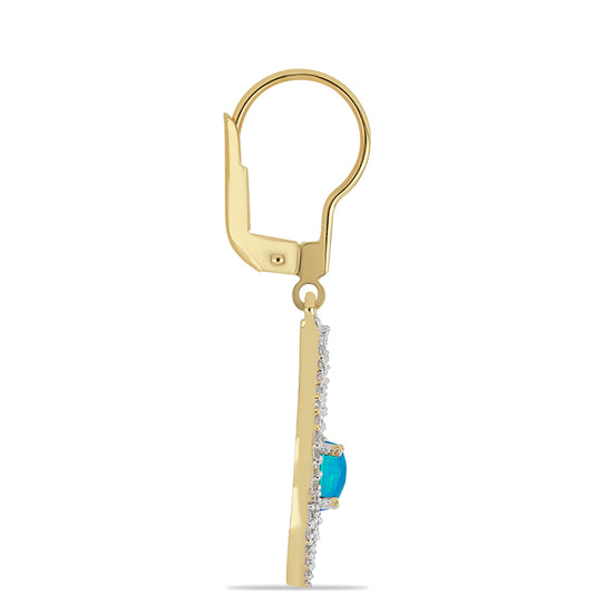 Goldplattierte Silberohrringe mit äthiopischem Paraiba-Blauopal und weißem Topas