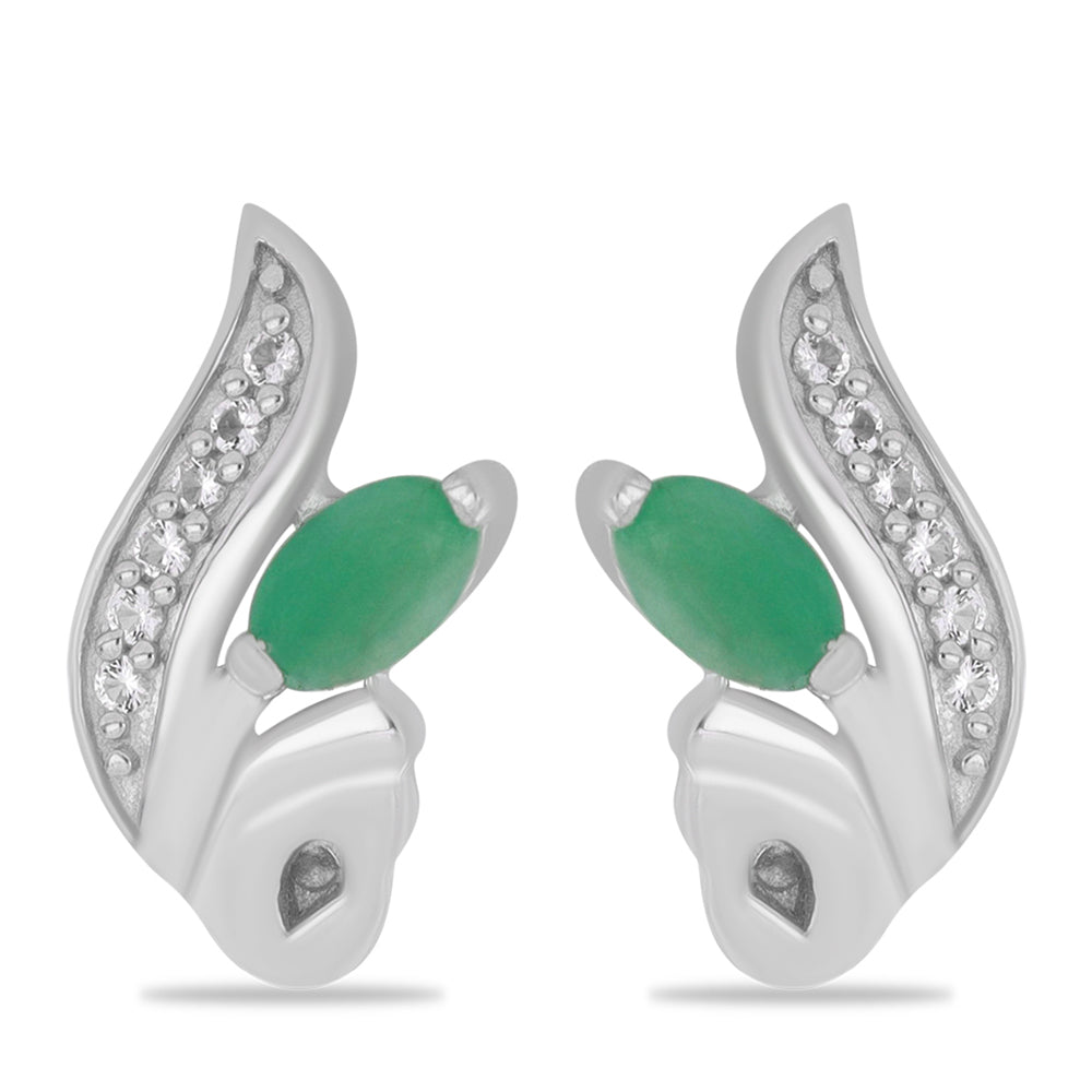 Silberohrringe mit brasilianischem Smaragd und weißem Topas 1 