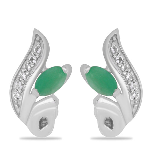 Silberohrringe mit brasilianischem Smaragd und weißem Topas