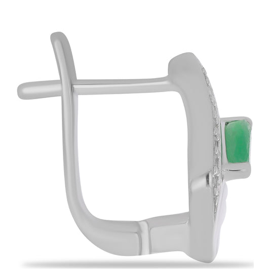 Silberohrringe mit brasilianischem Smaragd und weißem Topas