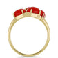 Goldplattierter Silberring mit roter Schwammkoralle und weißem Topas