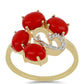Goldplattierter Silberring mit roter Schwammkoralle und weißem Topas