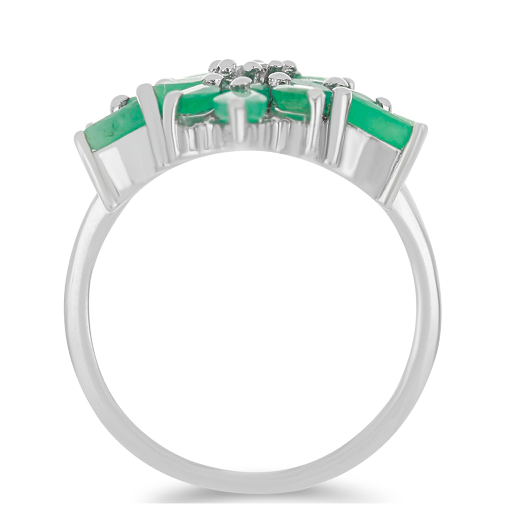 Silberring mit brasilianischem Smaragd und weißem Topas