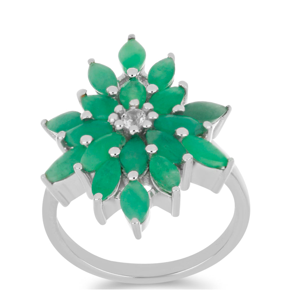 Silberring mit brasilianischem Smaragd und weißem Topas