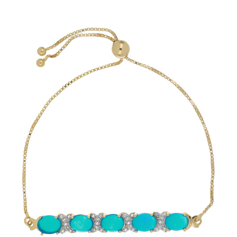 Goldplattiertes Silberarmband mit äthiopischem Paraiba-Blauopal und weißem Topas 1 