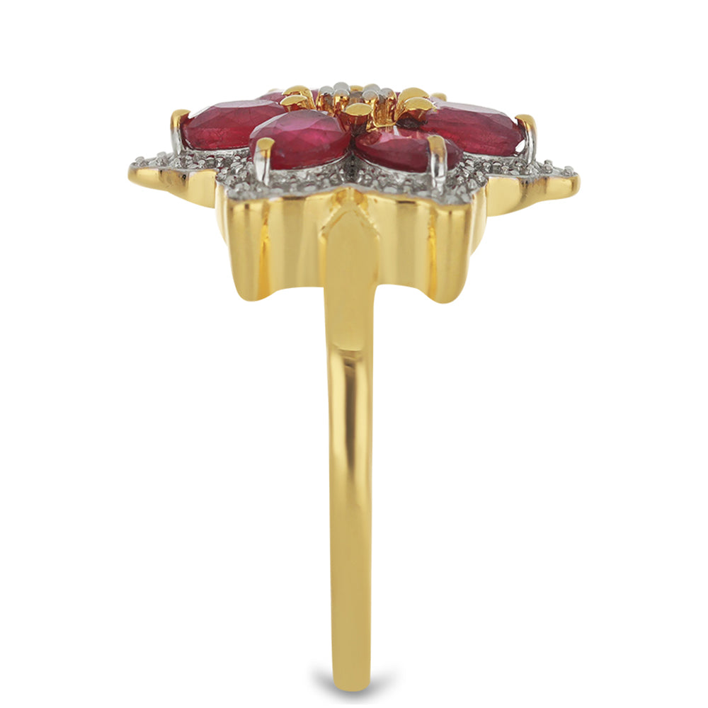 Goldplattierter Silberring mit Rubin aus Madagaskar und weißem Zirkon 4 