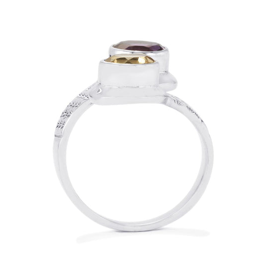 Silberring mit Amethyst und Diamantina Zitrin