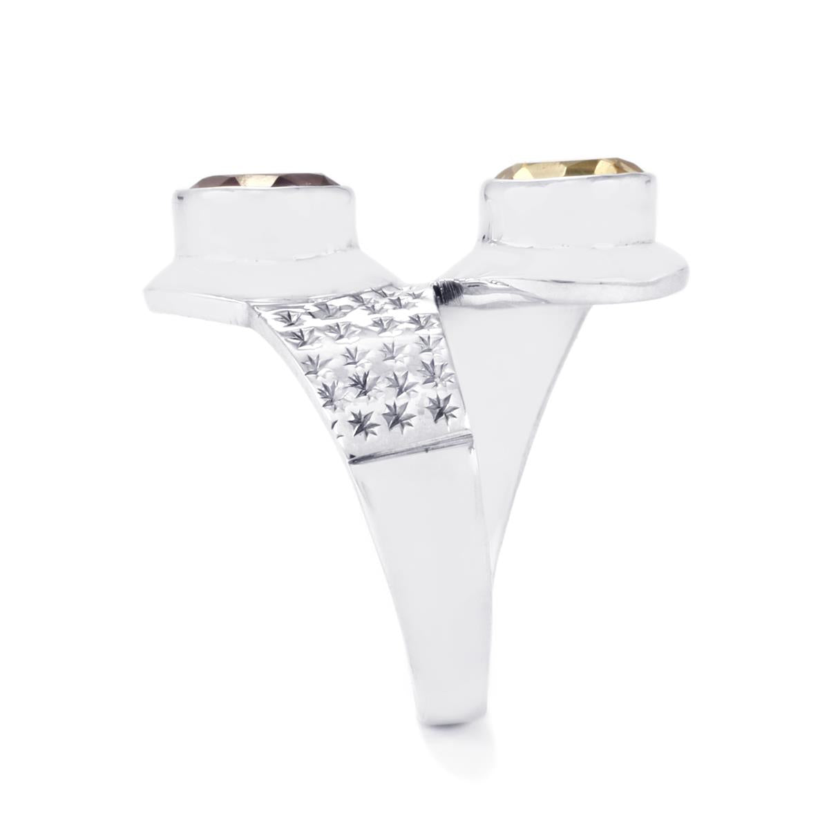 Silberring mit Amethyst und Diamantina Zitrin